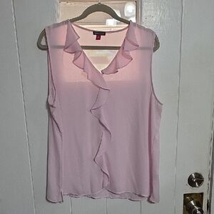 Vince Camuto Women's Blouse Pink Sleeveless Waterfall Ruffle Lightweight  XL EUC
